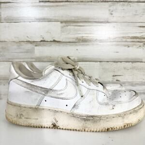 Nike Shoes Size 7.5 Air Force 1 White Leather Low Top Sneakers Lace Up Casual